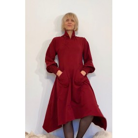 Retro stand collar dress